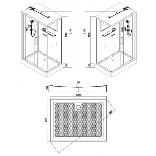 Душевая кабина Esbano ES-L129CKR 120x90 ESKL129CKR без гидромассажа схема 22