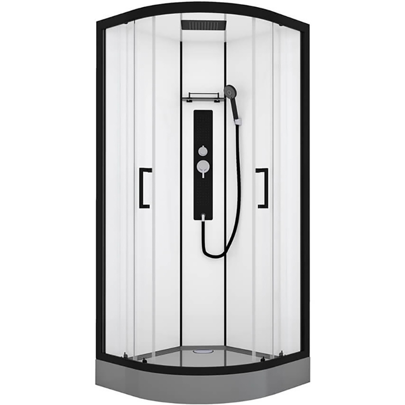 Изображение Душевая кабина Black&White Galaxy 8001900 с гидромассажем профиль Черный задняя стенка Белая