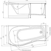 Акриловая ванна Timo Vino 170x92 L VINO1792L без гидромассажа схема 3