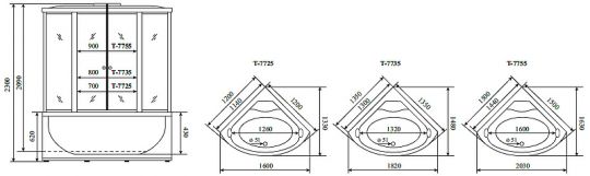 Душевой бокс Timo Lux 120x120 T-7725 с гидромассажем схема 30