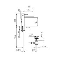 Смеситель для раковины Bossini Oki Z005301 схема 6