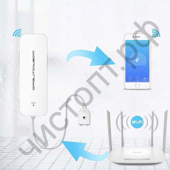 Умный датчик протечки воды OT-HOS19 (Wi-Fi, 2*AAA)