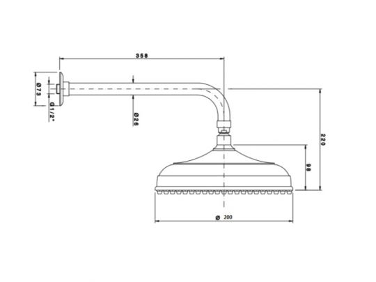 Nicolazzi Doccia 5703BZ20 Верхний душ _ 200 мм схема 2