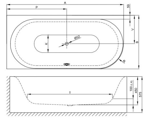 Овальная ванна углового монтажа Bette Lux Oval IV Silhouette 3426 CERVS левая 185х85 ФОТО