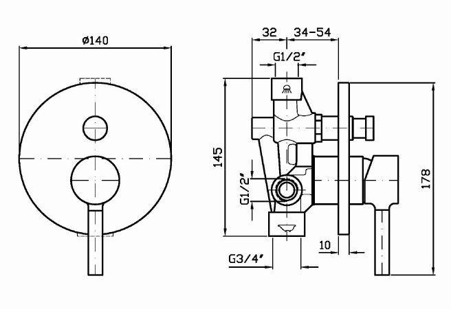 Смеситель Zucchetti Pan для ванны и душа ZP6127 схема 1