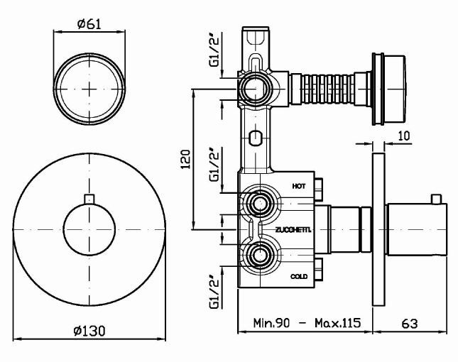 Смеситель Zucchetti Savoir для душа ZSV659 схема 1