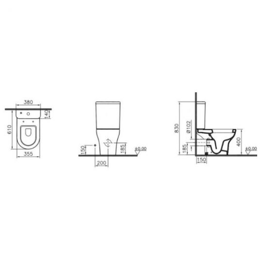 Унитаз-компакт 9824B003-7207 VITRA Zentrum Rim-Ex схема 7