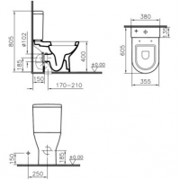 Унитаз-компакт напольный 9816B003-7201 VITRA Diana схема 5