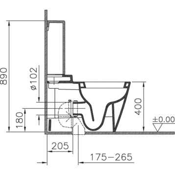 Унитаз - компакт 9818B003-7200 VITRA T4 схема 6