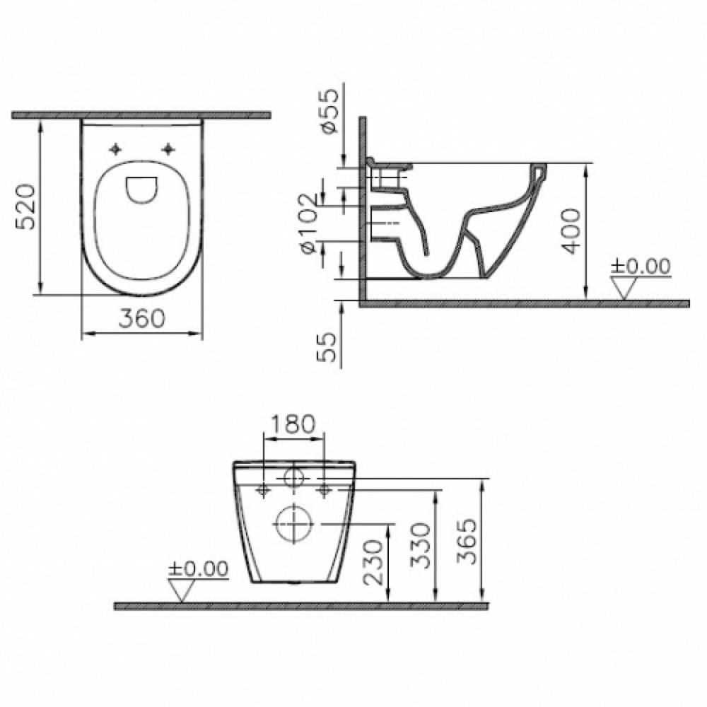 Подвесной унитаз 7740B003-6039 VITRA S50 Rim-Ex схема 5