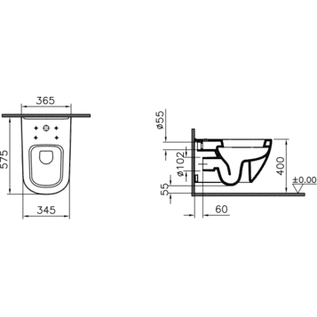 Унитаз подвесной 5910B003-6099 VITRA D-Light схема 3