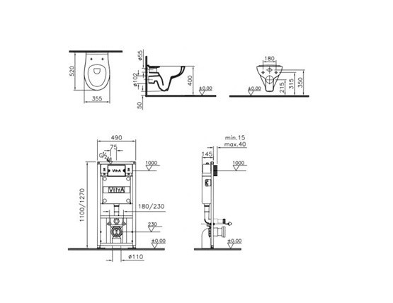 Комплект инсталляция и унитаз 9004B003-7202 VITRA S20 схема 4