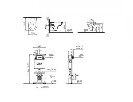 Комплект инсталляция и унитаз 9004B003-7202 VITRA S20 ФОТО