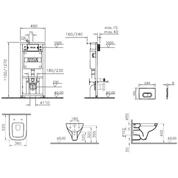 Комплект инсталляция и унитаз 9004B003-7200 VITRA S20 схема 2