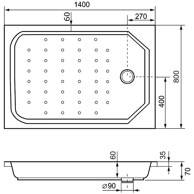 Акриловый поддон для душа RGW Acrylic Style 140x80 16183814-11 схема 3