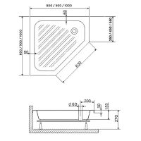 Акриловый поддон для душа RGW Acrylic BT/CL-S-A 100x100 16180500-51-A схема 5