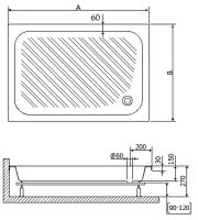 Акриловый поддон для душа RGW Acrylic B/CL-S 120x90 16180292-51 схема 5