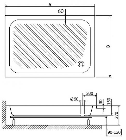 Акриловый поддон для душа RGW Acrylic B/CL-S 120x90 16180292-51 ФОТО