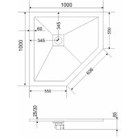 Душевой поддон из искусственного камня RGW Stone Tray ST/T 100x100 16155100 схема 3