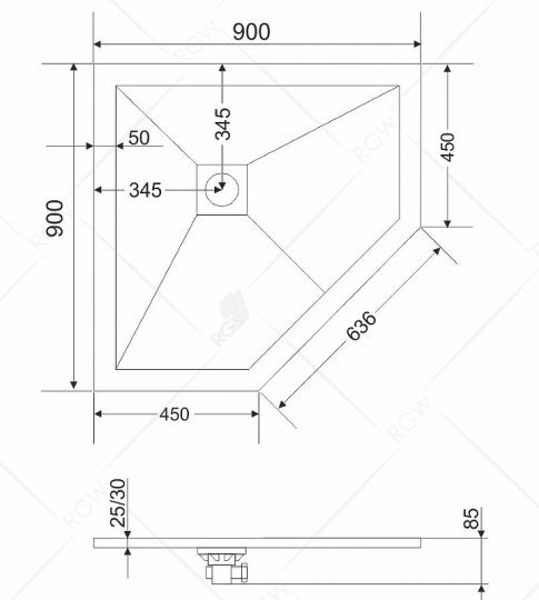 Душевой поддон из искусственного камня RGW Stone Tray ST/T 90x90 16155099 ФОТО