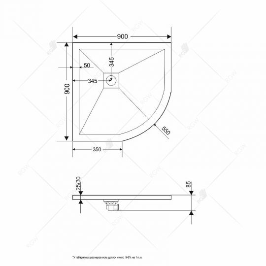 Душевой поддон из искусственного камня RGW Stone Tray ST/AL-G 100х100 16153100-02 ФОТО