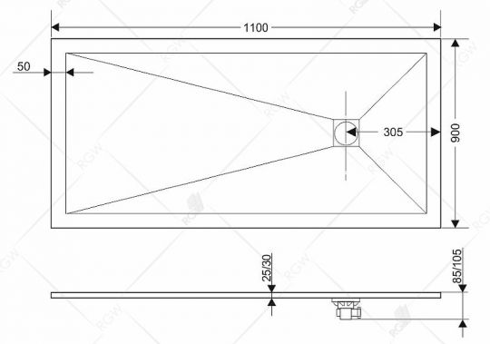 Душевой поддон из искусственного камня RGW Stone Tray ST 110x90 16152911 ФОТО