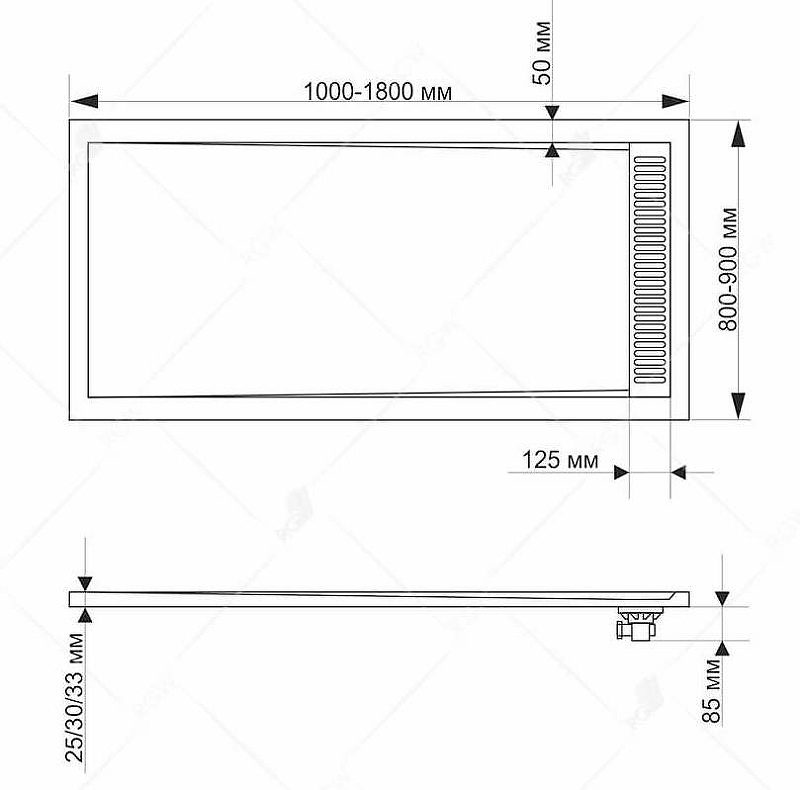 Душевой поддон из искусственного камня RGW Stone Tray STM 130х80 14202813 схема 9