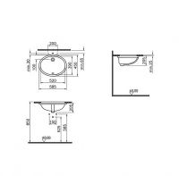 Врезная раковина для ванной комнаты VITRA S20 59х45 см 6069B003-0012 схема 4