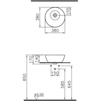 Накладная раковина на 38 см 4421B003-0016 VITRA Geo схема 4