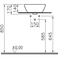 Накладная раковина на 38 см 4421B003-0016 VITRA Geo схема 6