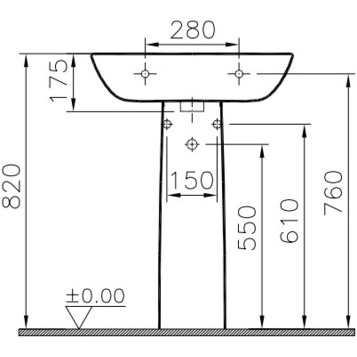 Подвесная раковина 60 см VITRA S20 5503B003-0001 схема 10