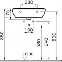 Раковина подвесная 55 см  VITRA Zentrum 5632B003-0001 схема 7