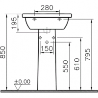 Раковина подвесная 55 см 9602B003-7650 VITRA Form 300 схема 5