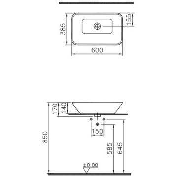 Накладная раковина 60 см VITRA Geo 4425B003-0016 ФОТО