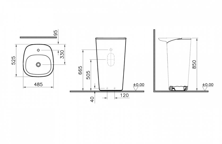 Раковина напольная 485х525 мм VITRA Plural 7814B403-0001 ФОТО