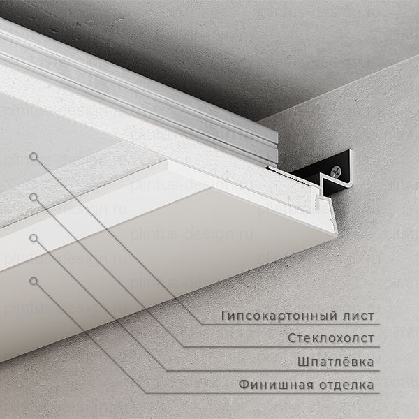 Теневой профиль ФЕСО для потолка из ГКЛ, зазор 15 мм