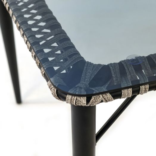 Стол журнальный TINTO со стеклом (Экоротанг эрба плессе графит)