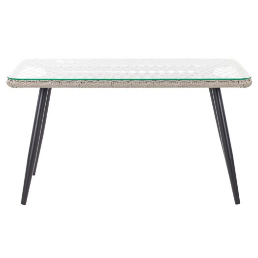 Стол кофейный AURA со стеклом (Экоротанг эрба стейпл графит)