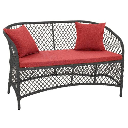 Диван AURA 2-местный с комплектом подушек (Экоротанг эрба стейпл антрацит)