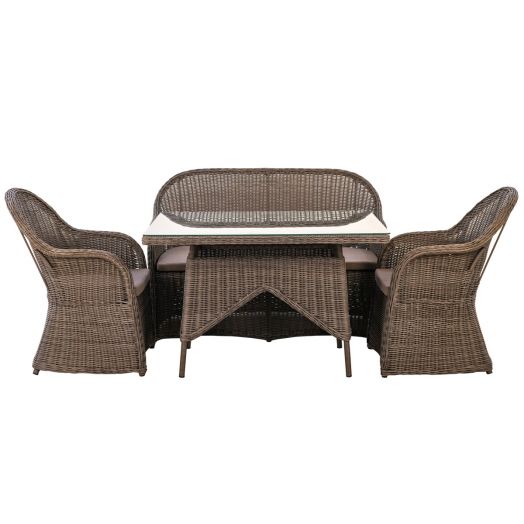 Комплект садовой мебели AMARO (Кресло 2шт, Диван 2-местный 1шт, стол) (Графит)