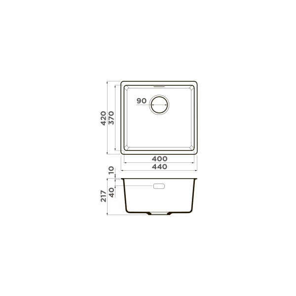 Кухонная мойка Omoikiri Kata 44-U-SA 4993423 бежевая схема 2