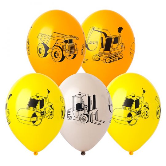 Спецтехника на стройке жёлтая гамма шар латексный с гелием