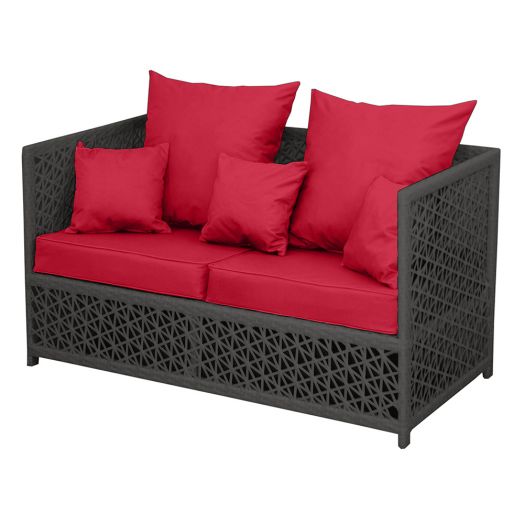 Диван VEIL 2-местный с комплектом подушек (Полумесяц 7-10 мм, Чёрный)