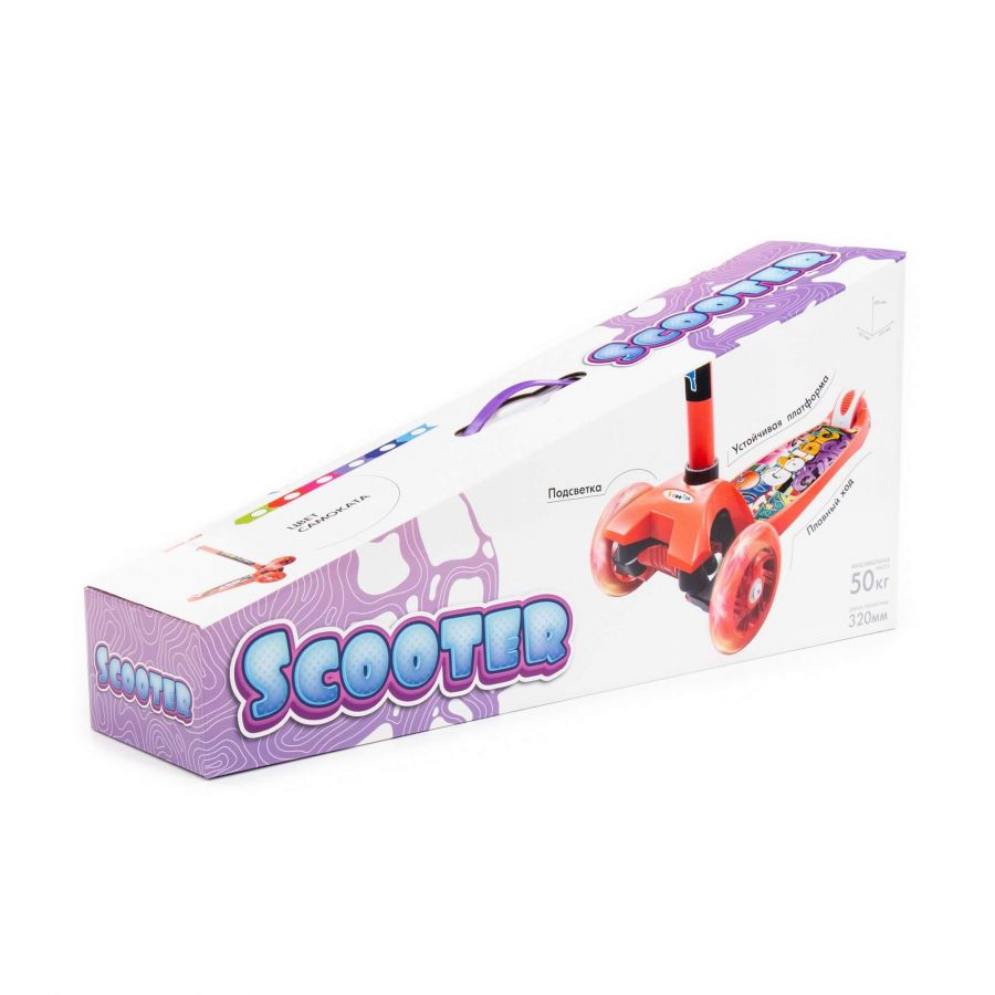 # 0072 Детский самокат (с наклейкой V1) (фиолетовый) (в коробке)