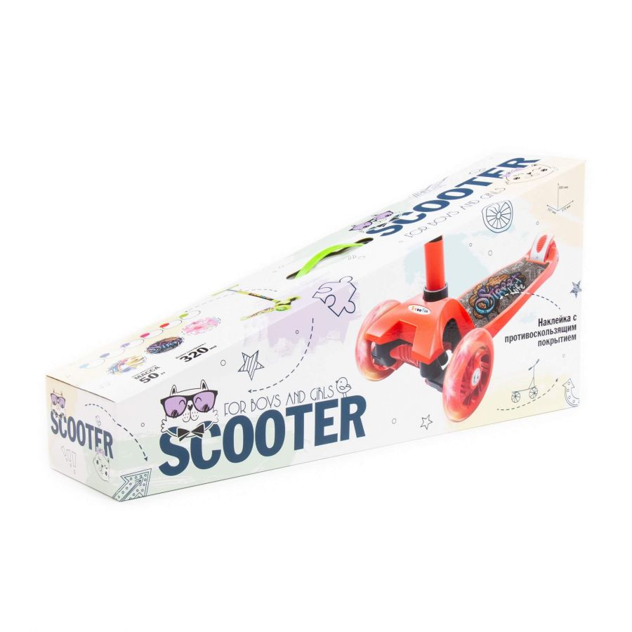 # 0072 Детский самокат (с наклейкой V2) (зелёный) (в коробке)