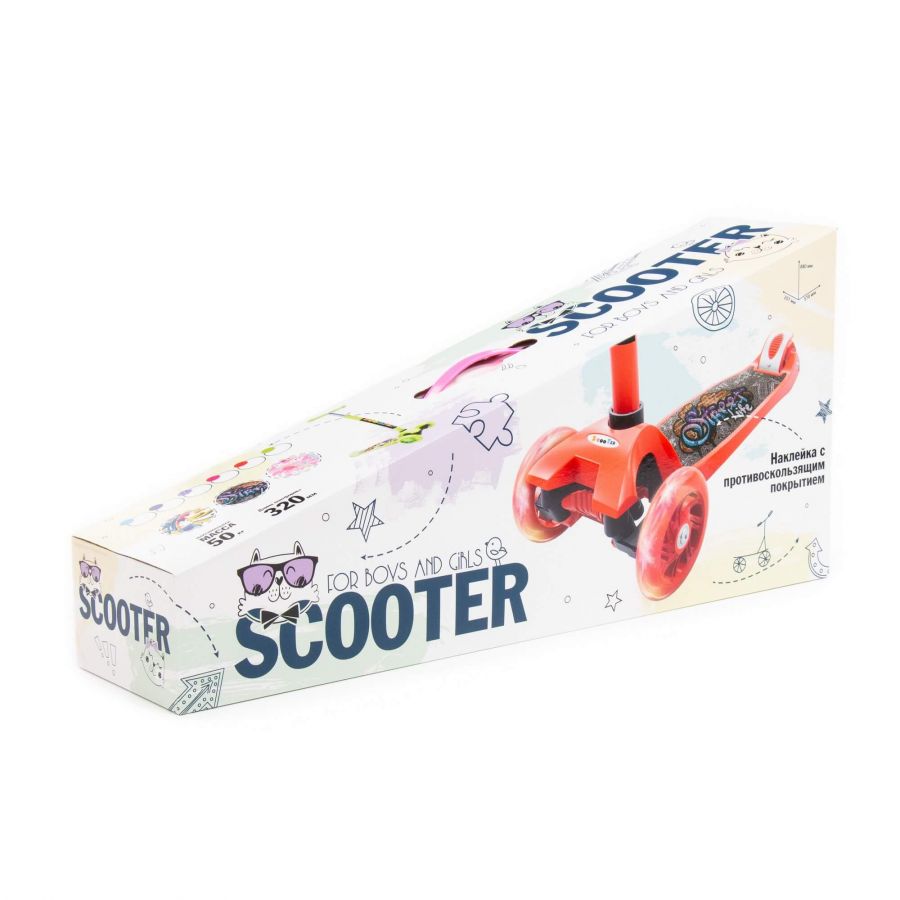 # 0072 Детский самокат (с наклейкой V2) (малиновый) (в коробке)