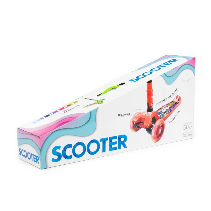 # 0072C Детский самокат (со складной ручкой) (с наклейкой V1) (зелёный) (в коробке)