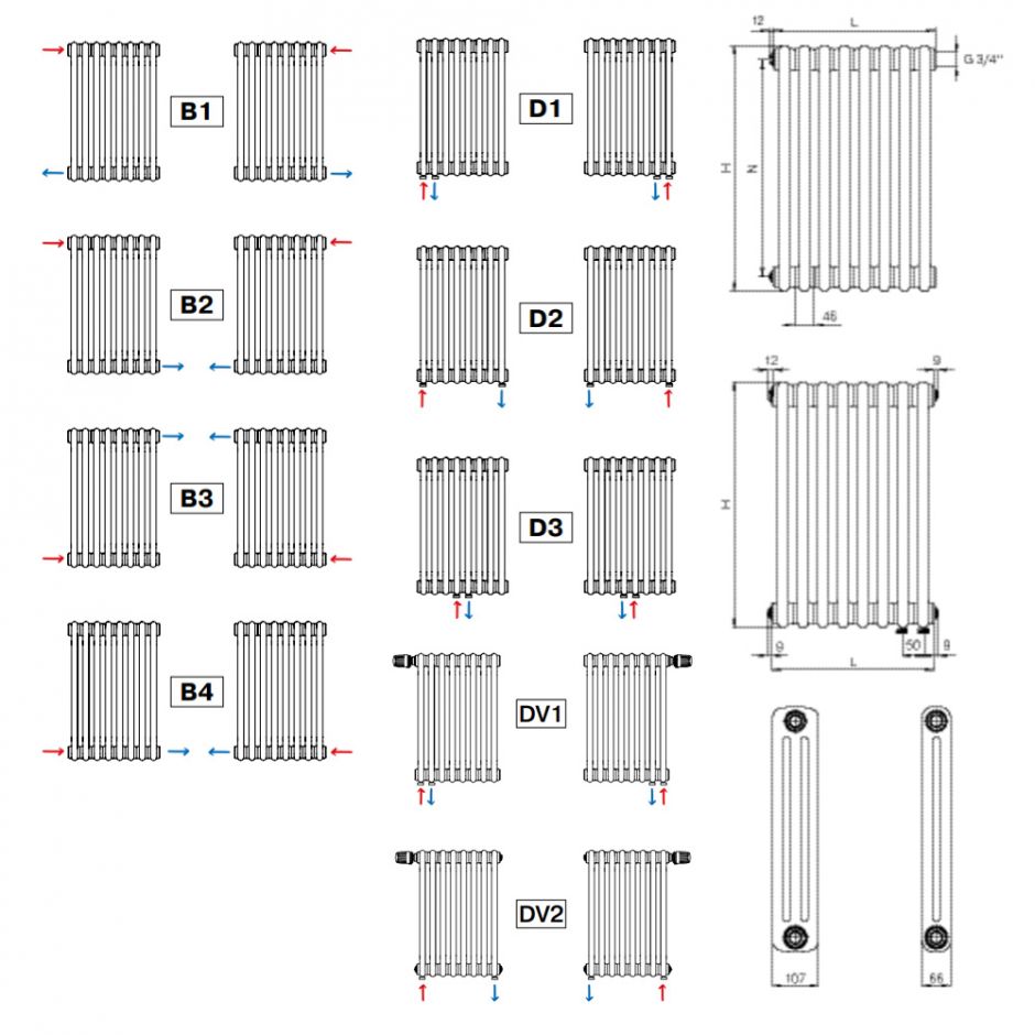 Стальной трубчатый радиатор Rifar TUBOG 2180 подключение нижнее одностороннее Айвори (RAL 1013) ФОТО