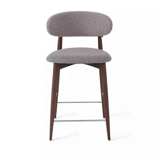 Стул полубарный Paolo, бук натуральный (тонированный коричневым лаком), ткань, пепельно-бежевый