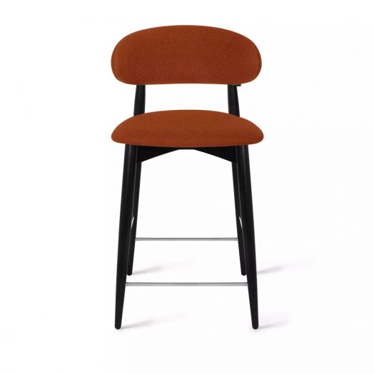 Стул полубарный Paolo, бук натуральный (эмаль черная), рогожка, красный